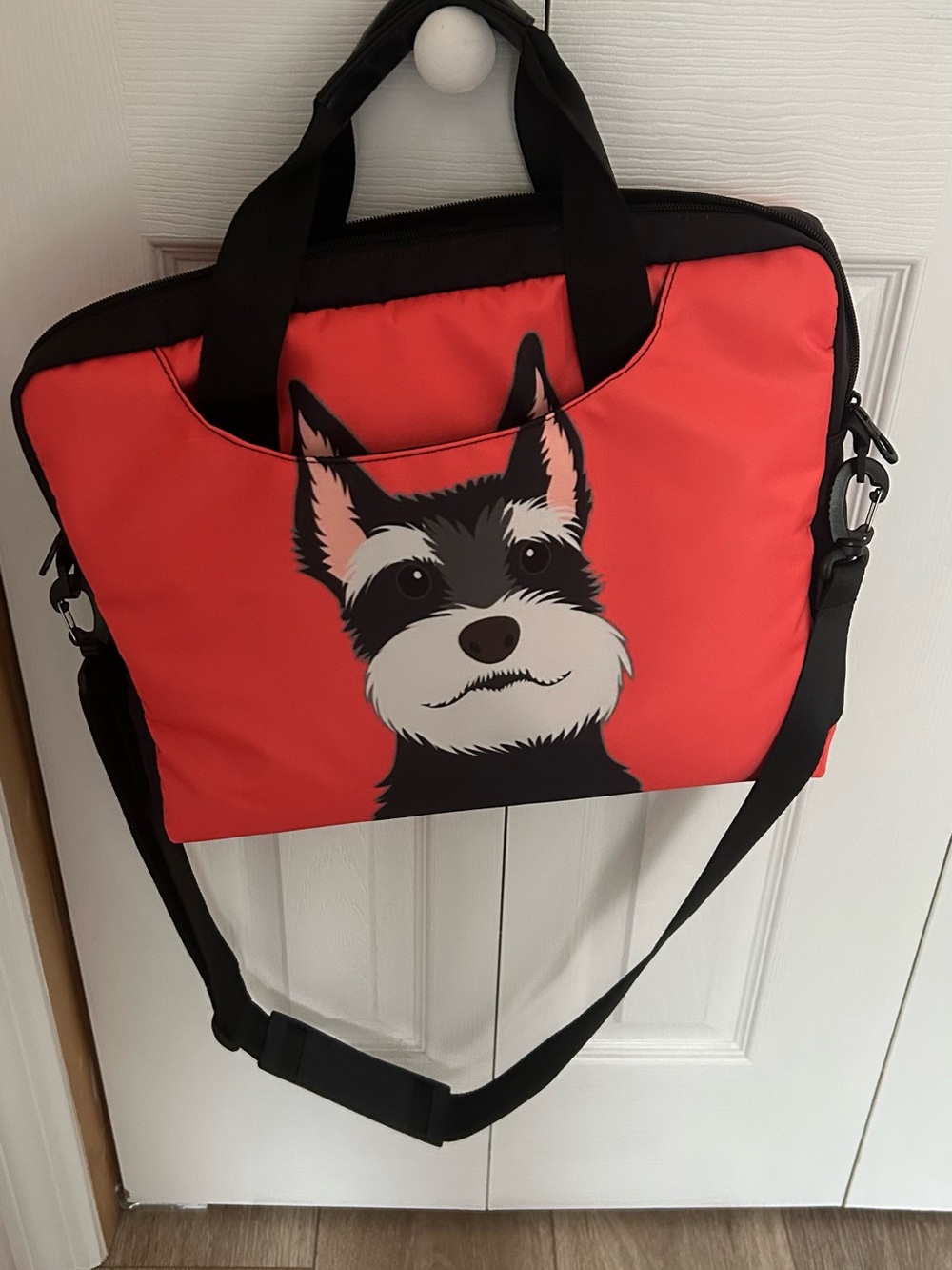 Schnauzer Print Laptop Tote Bag with Shoulder Strap